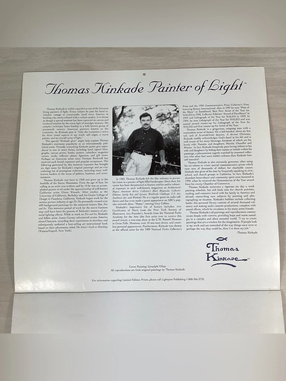 1997 Thomas Kinkade Painter Of Light Calendar